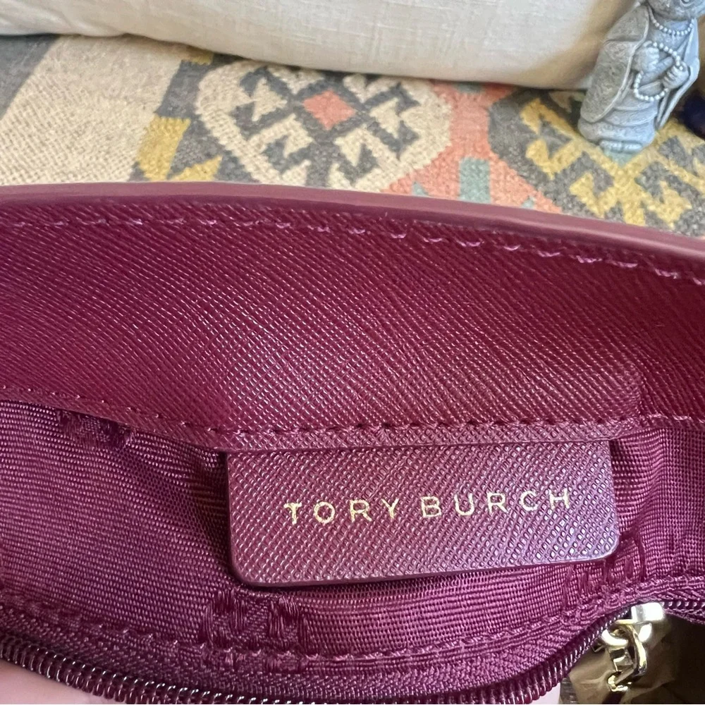 Tory Burch York Burgundy Saffiano Leather Tri Compartment Large Tote